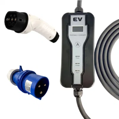 Adaptador de enchufe de cable eléctrico para coche eléctrico, cargador EV tipo 2 de 32A, cargador portátil EV de carga rápida